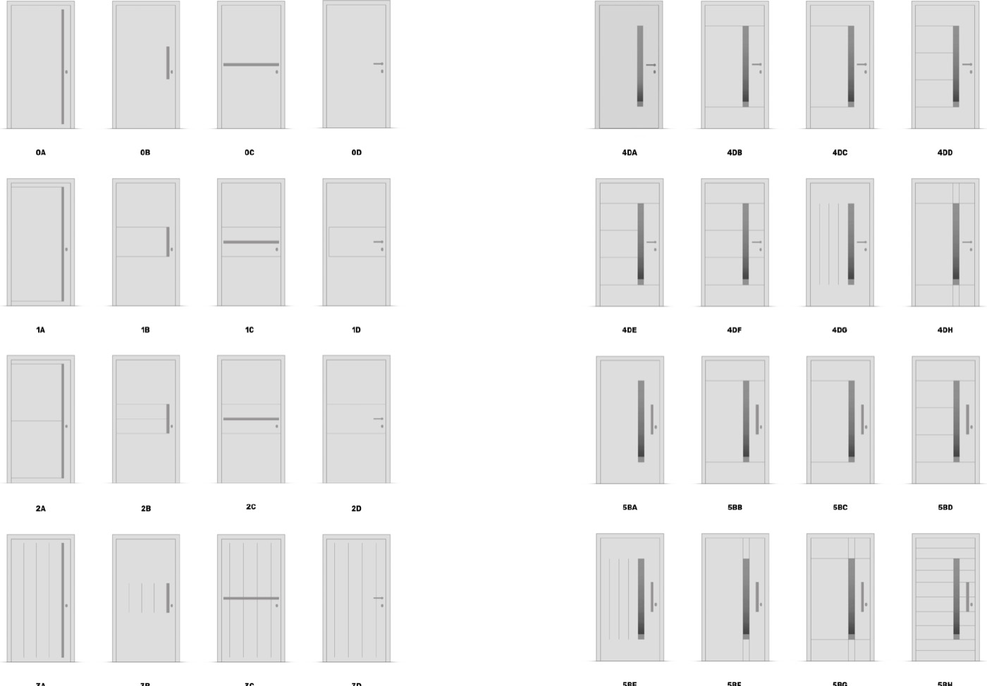 Übersicht der Designs für die Türinnenseite