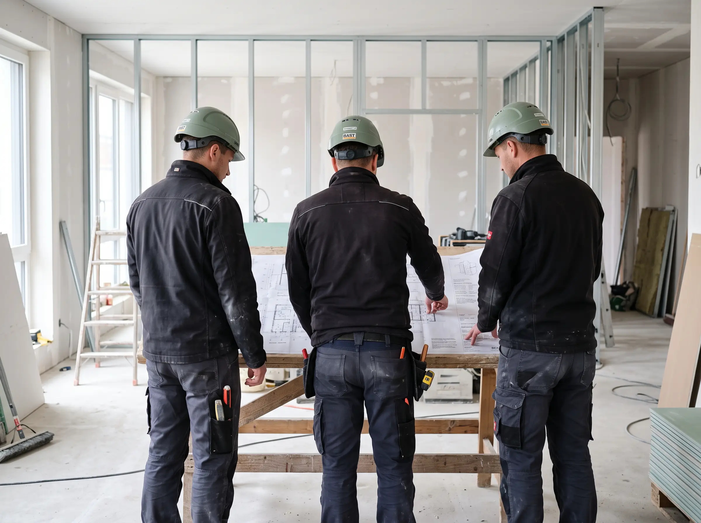 Das Team von Hochwand Trockenbau bei der Arbeit
